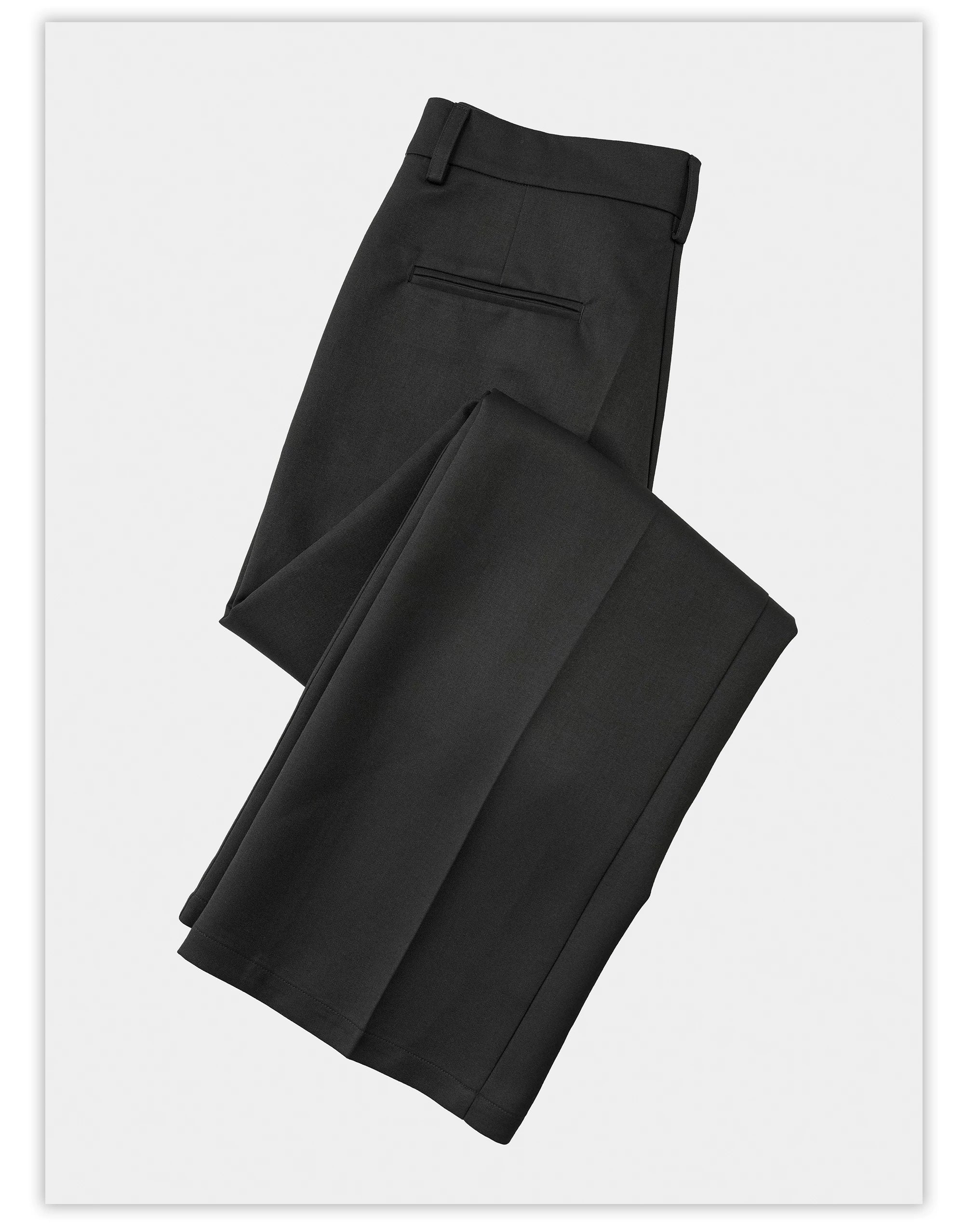 Wrinkle-Resistant Wool Straight Leg Slit Pants