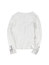 Fitted Long-Sleeve Cuff Script Print Tee