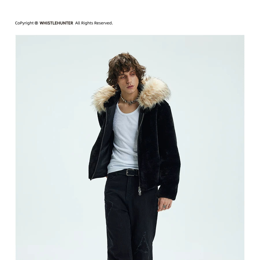 Detachable Fur Collar Fleece Hooded Coat