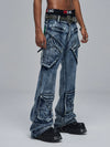Cleanfit Green Washed Multi-pocket Straight Jeans