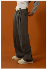 Men's Black-Grey Double Waistband Casual Pants
