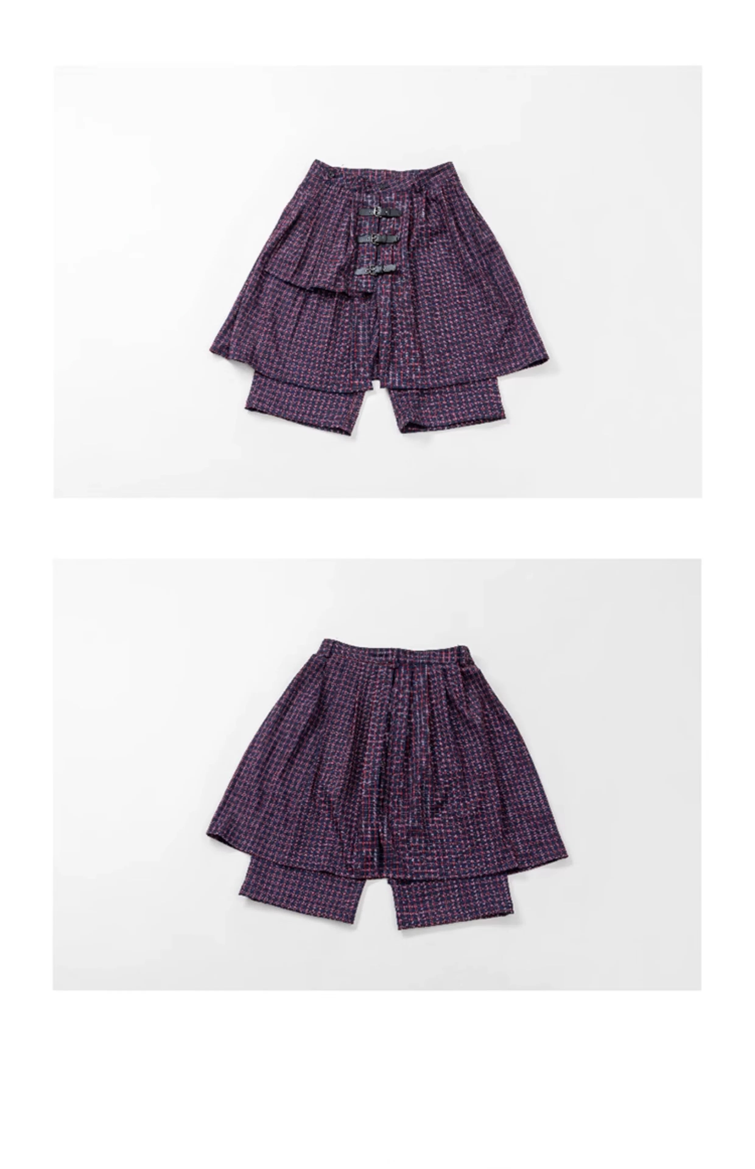 Y2K Plaid Buckle Wide Leg Skort