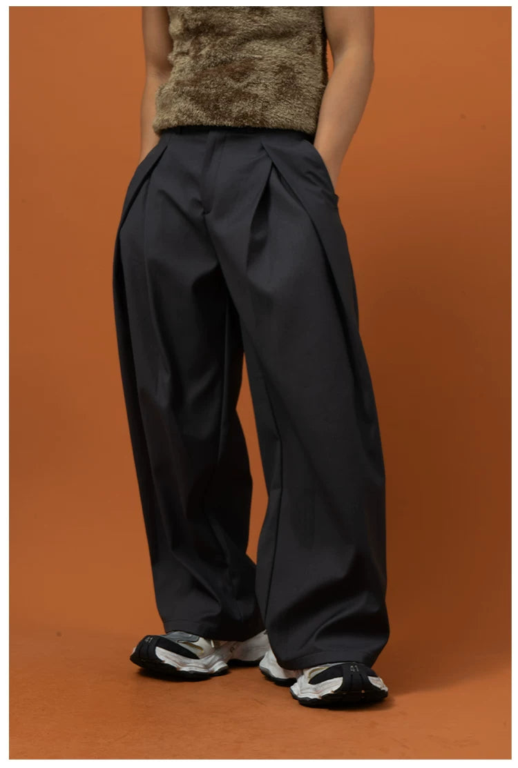 Men's Pleated Wide Leg Dress Pants