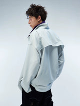 Couple's Loose Color-block Three-layer Collar Coat