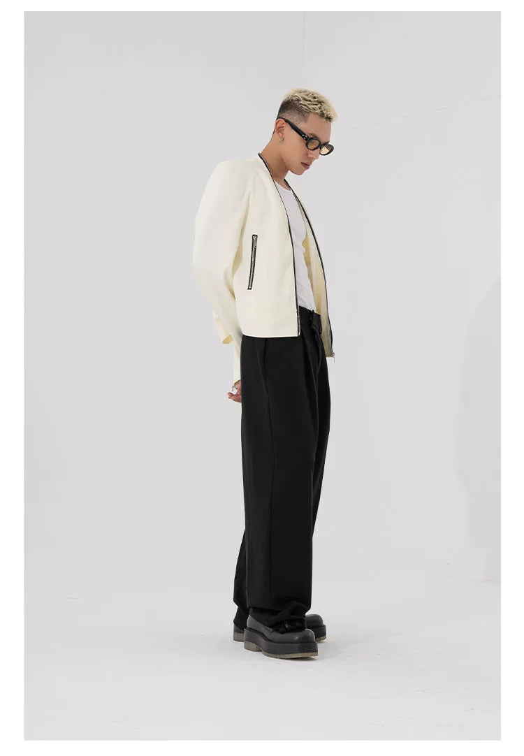 Men's Two-Tone Zip Shoulder Pad Jacket