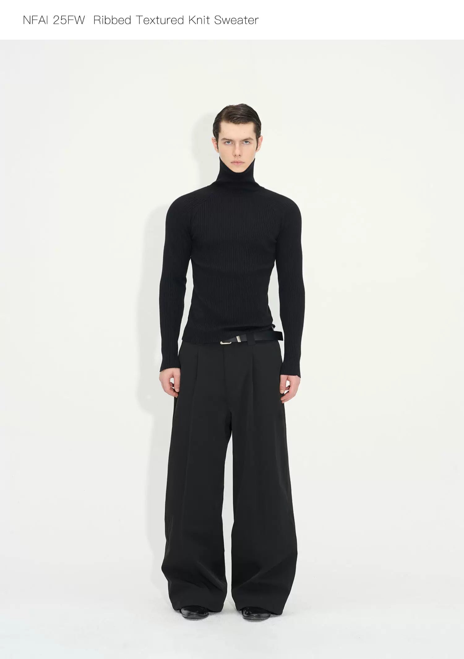 Long Sleeve Turtleneck Ribbed Knit Top