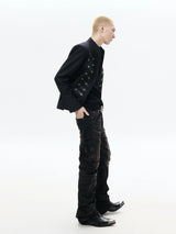 Black Napoleon Style Casual Double-breasted Jacket
