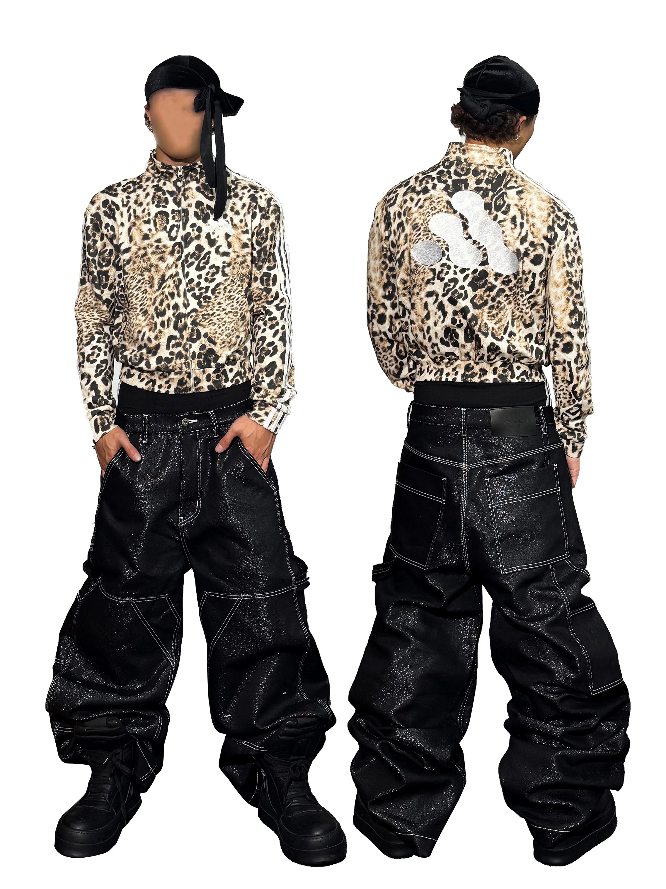 Leopard Print Stand Collar Sweatshirt