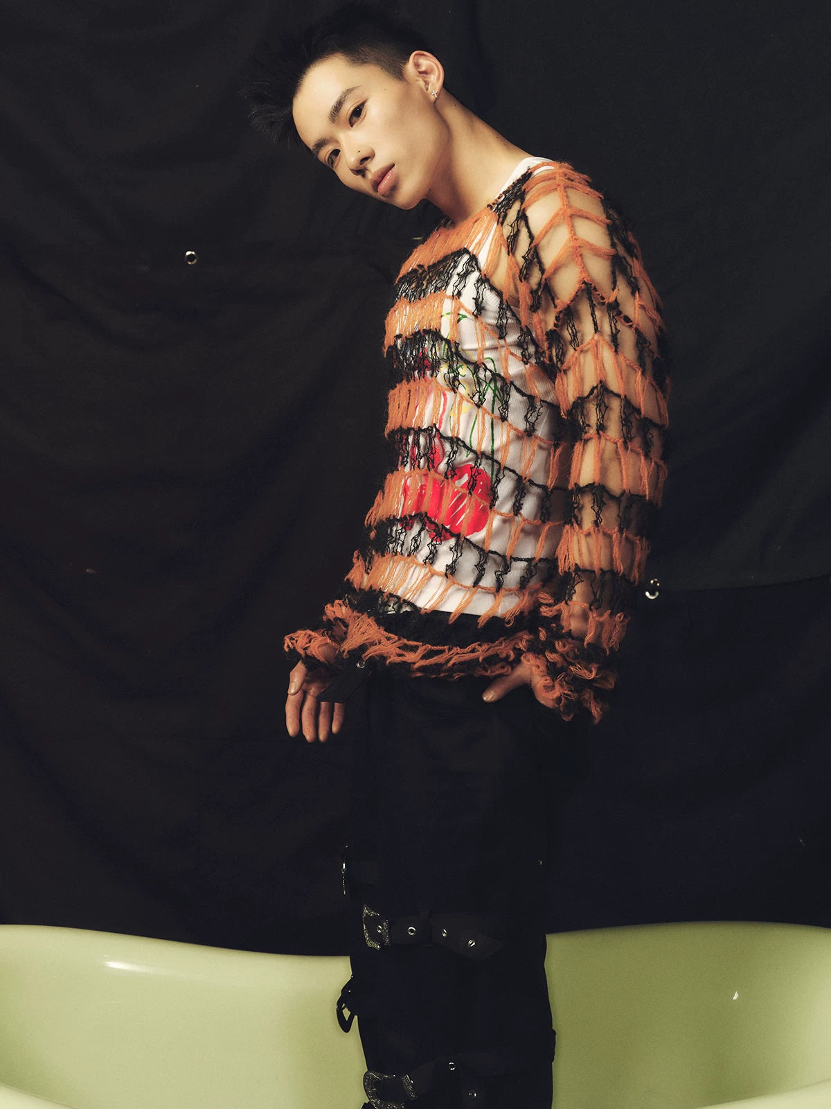 Vintage Punk Loose Fishnet Knit Sweater