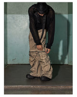 Distressed Drawstring Flare Cargo Pants