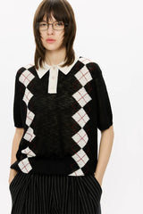Men's Summer Contrast Diamond Knit Polo