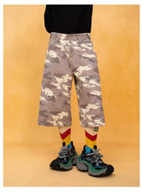 Men's Light Camo Cropped Denim Shorts