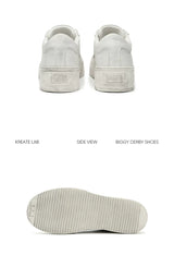 Unisex Distressed Low-Top Leather Platform Sneakers