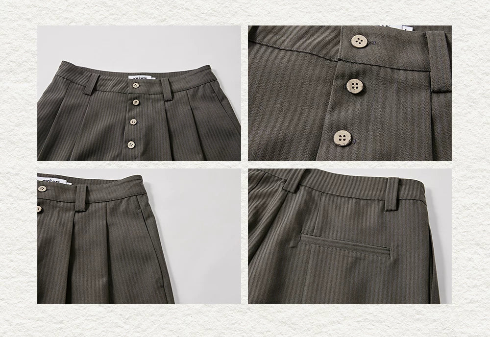 Nut Brown Pleated Straight Pants