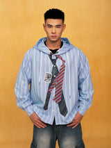 Men's Loose Striped Tie Print Hoodie