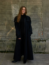 Unisex Hooded Ruched-Waist Cape Coat
