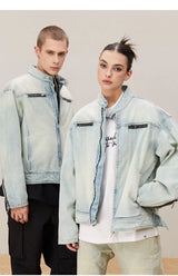 Yellow Mud Washed Denim Harrington Jacket