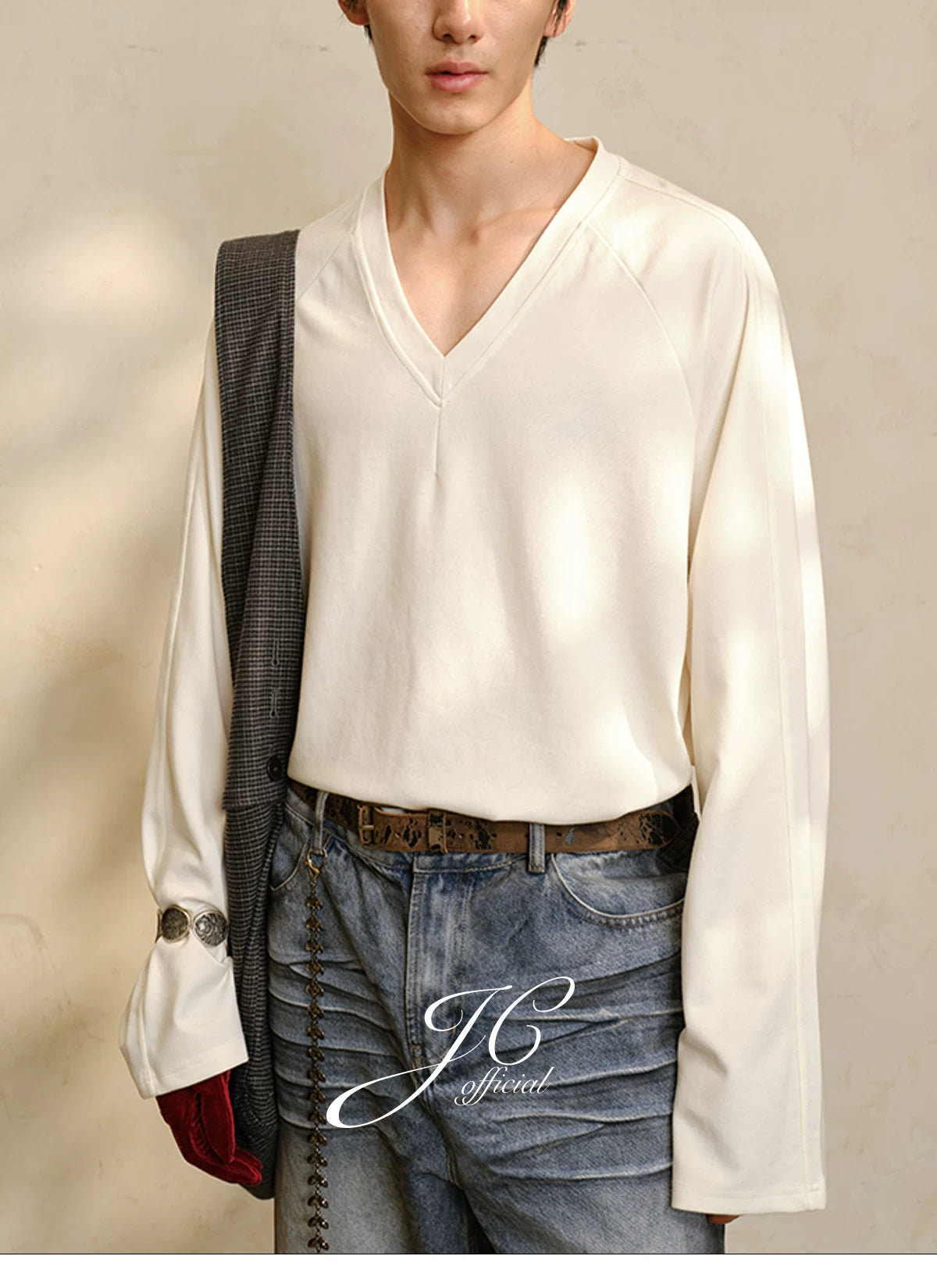 V-Neck Long Sleeve Merino Tencel Sweater