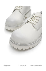 Distressed White Suede Platform Derby Shoes