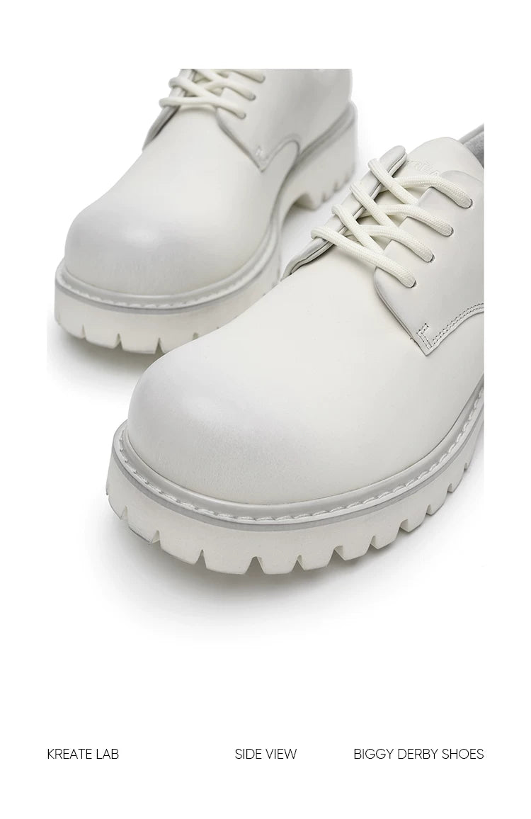 Distressed White Suede Platform Derby Shoes