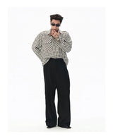 Textured Black White Checkered Utility Shirt