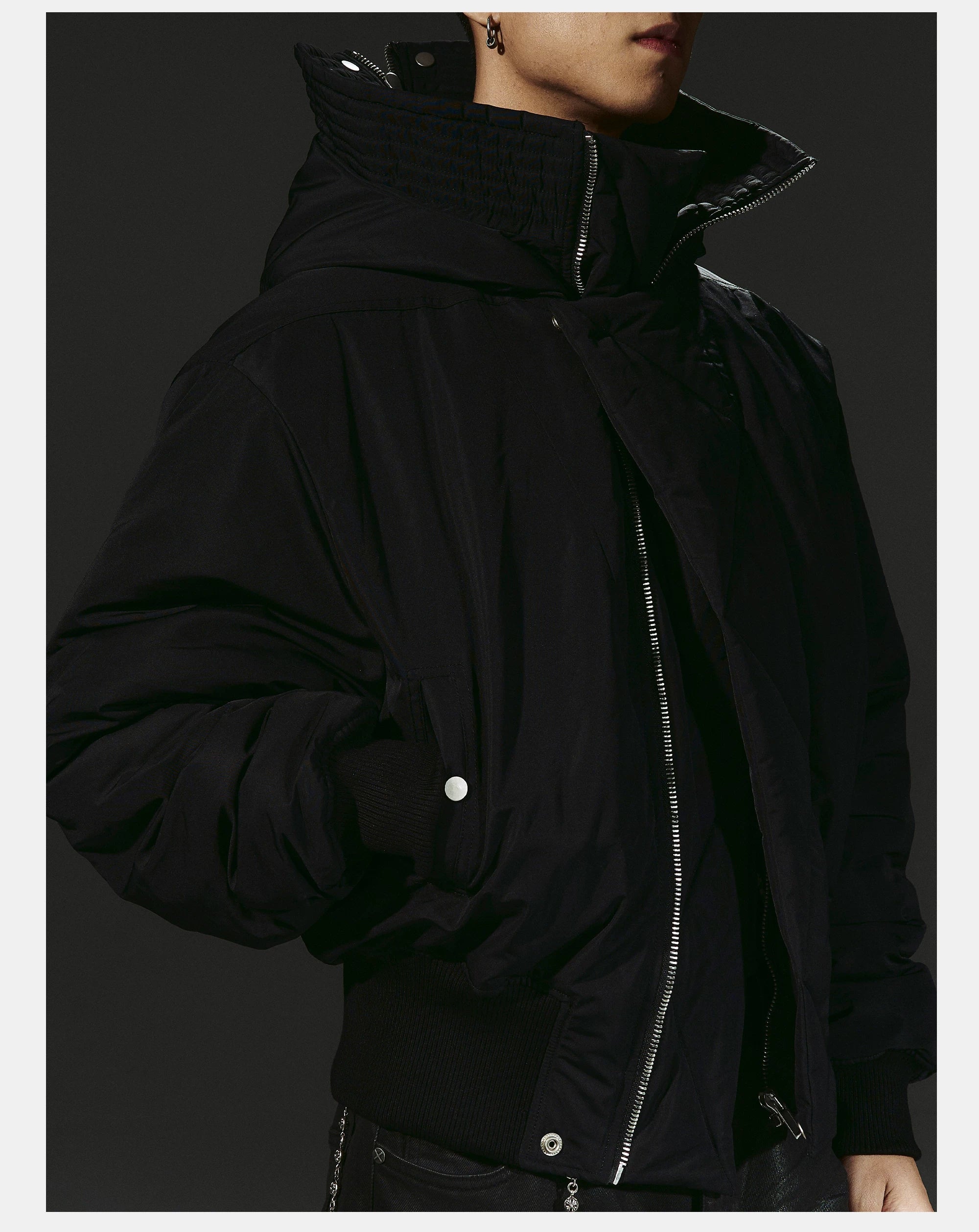 Dark 3M Oversized Hooded Bomber Jacket