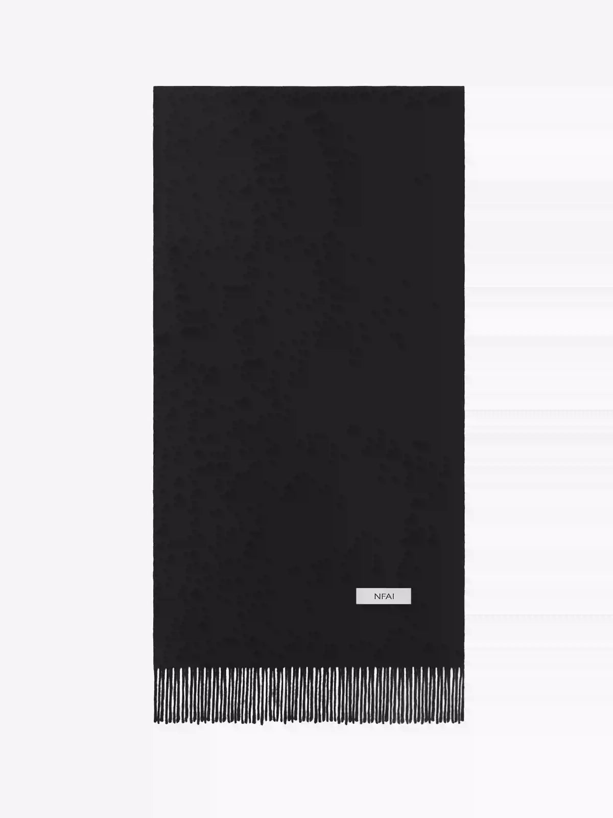 Soft Black Grey Fringed Wool Scarf