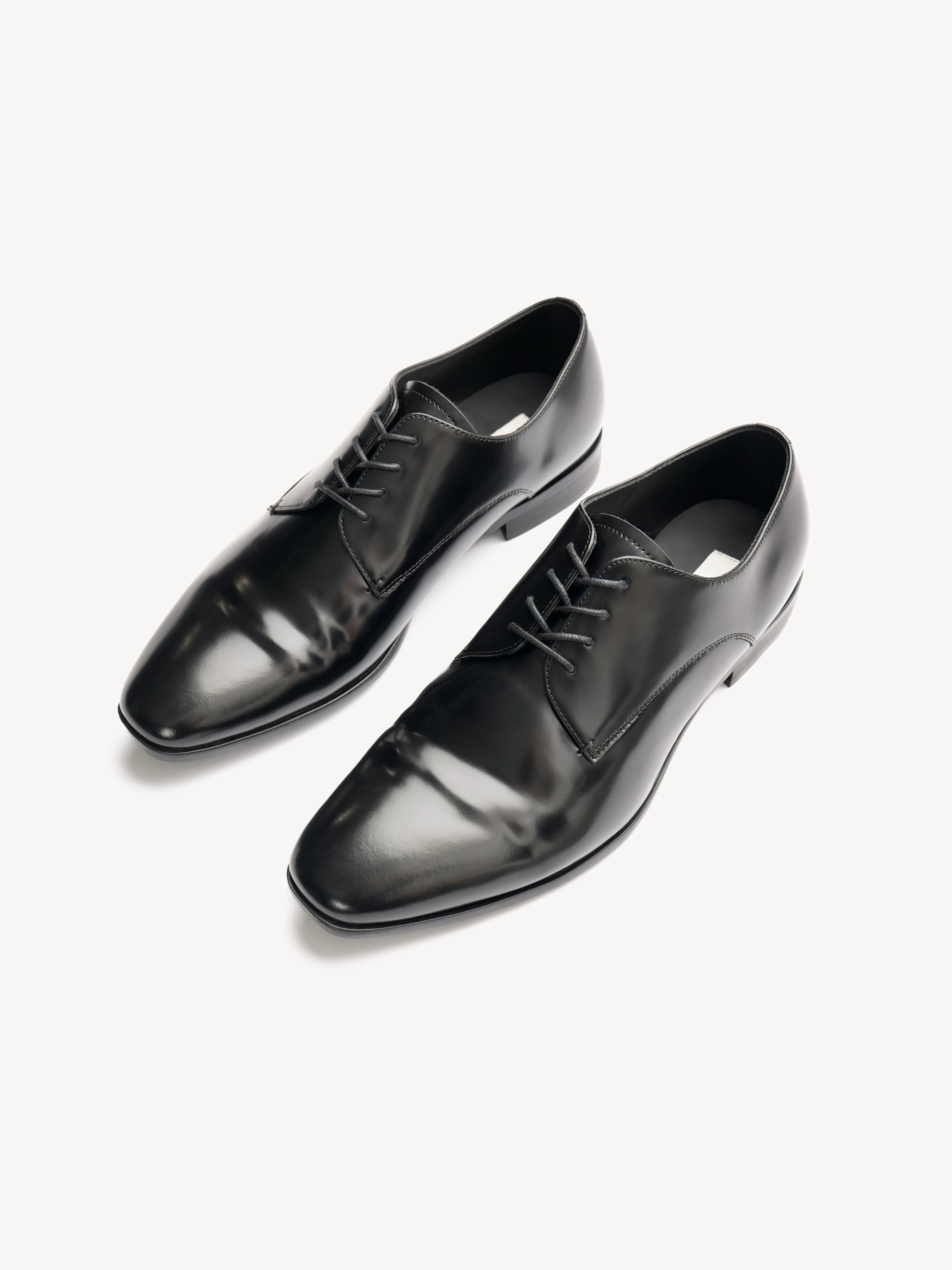 Pointed Toe Pleated Leather Derby Shoes