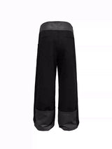Leather Waist Wide Leg Wool Pants