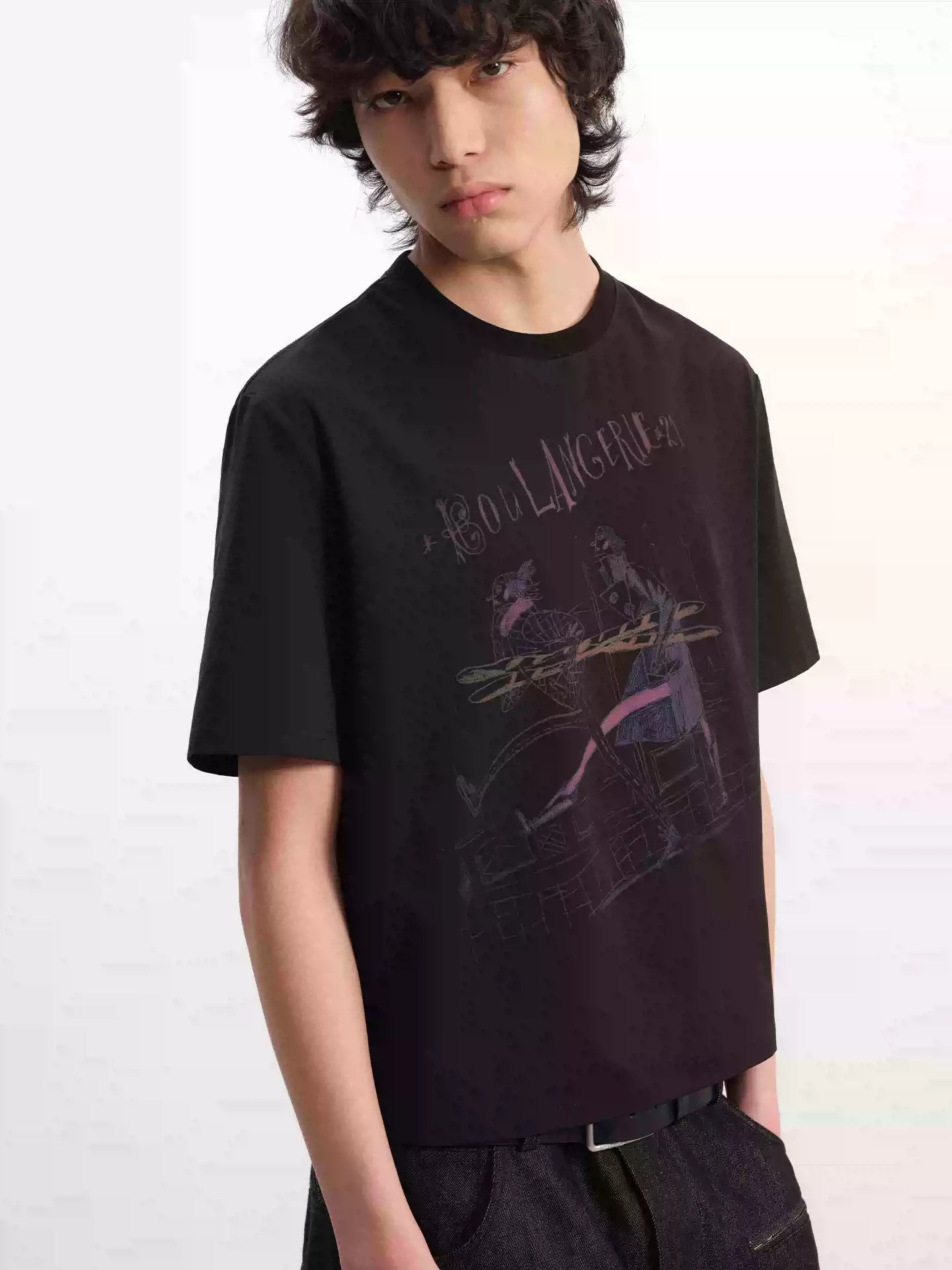Baguette Print Textured Short-sleeve Tee
