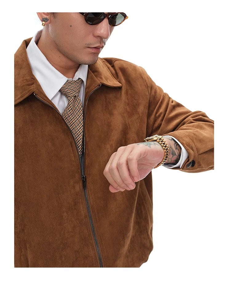 Unisex Vintage Suede Lapel Jacket