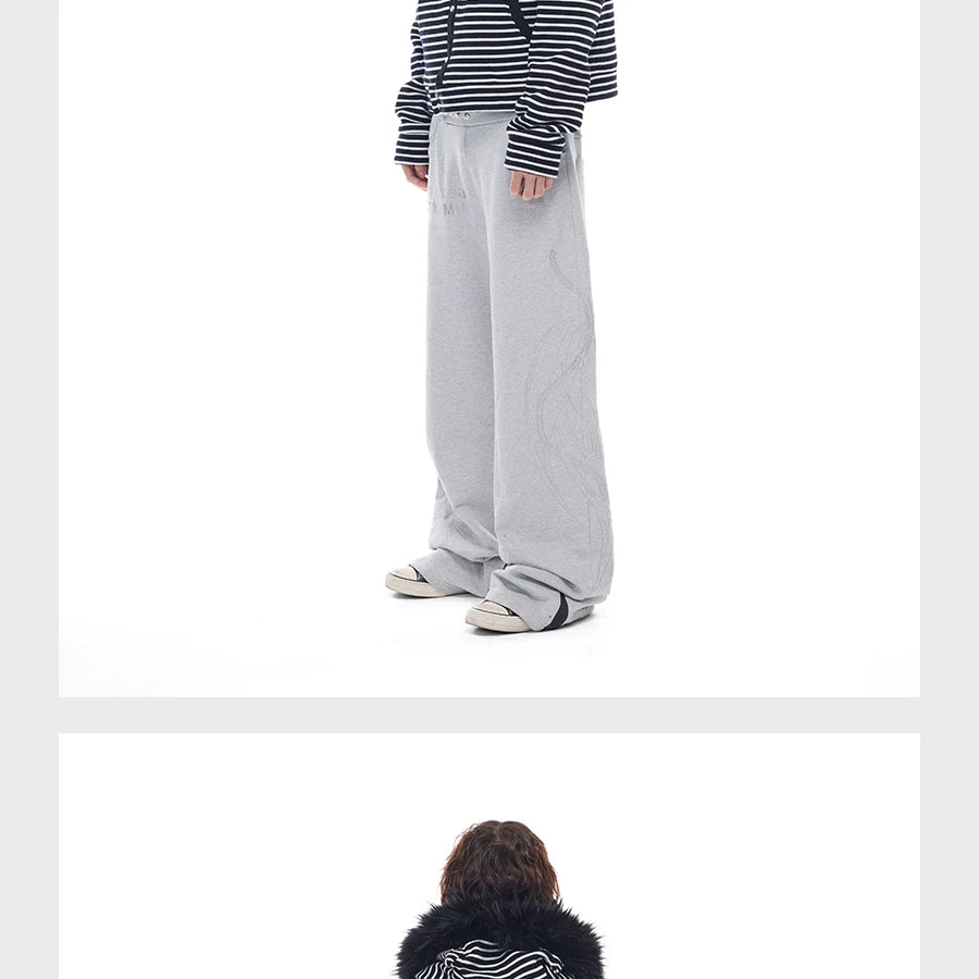 Men's Striped Fur Collar Hoodie
