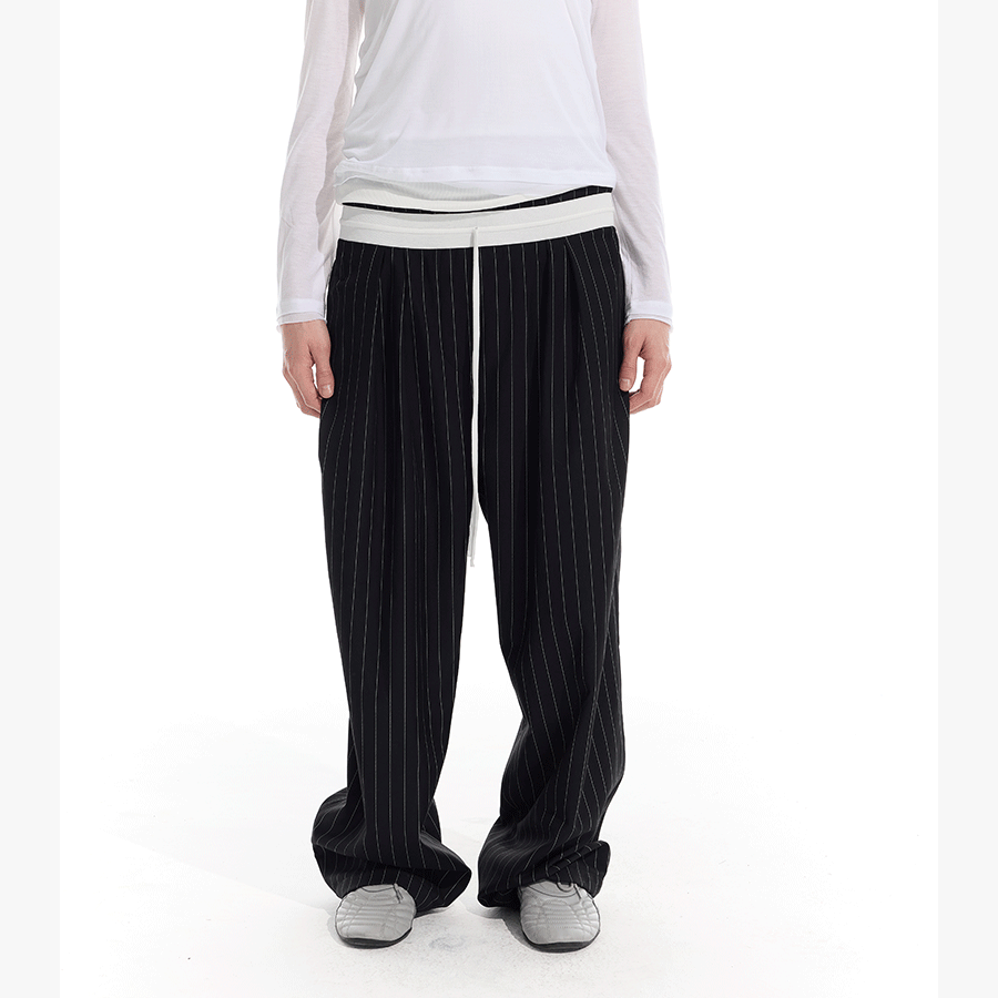 Striped Drawstring Elastic Casual Pants
