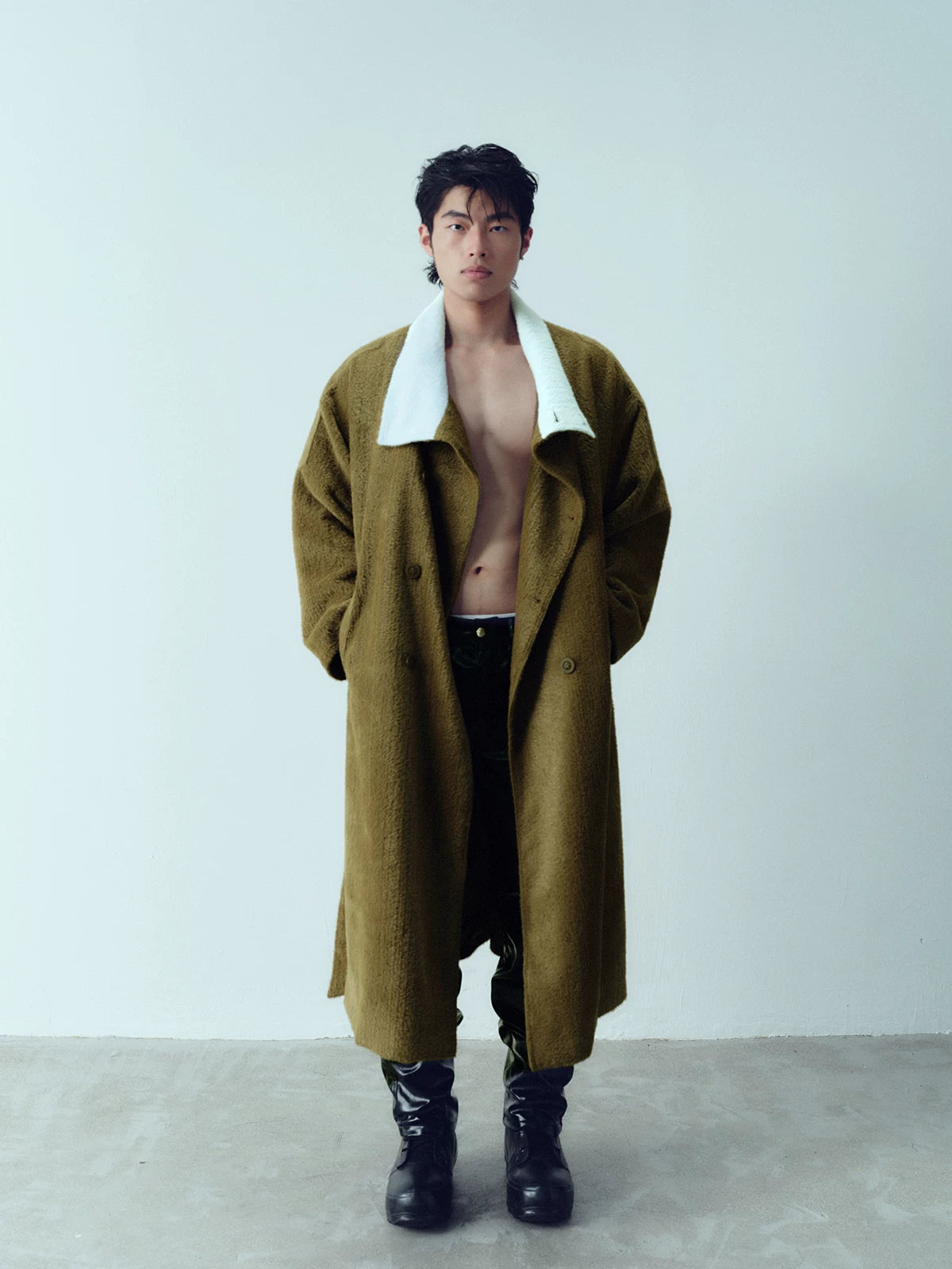 Furry Collar Pajama Style Long Coat