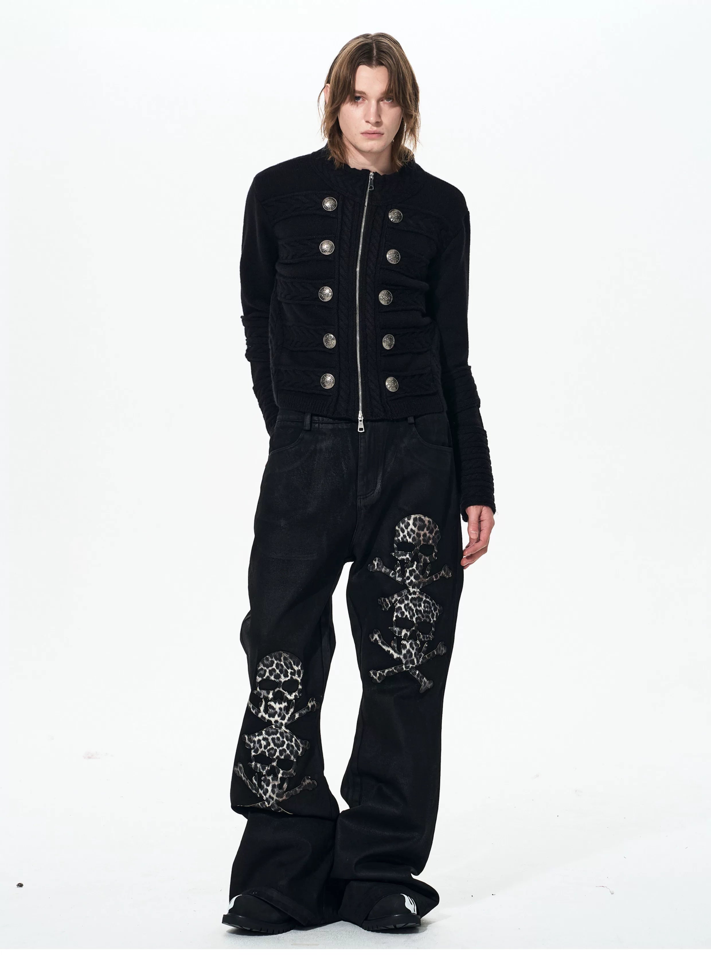 Men's Black Knit Sweater Coat