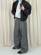Black Gray Wide Leg Dress Pants