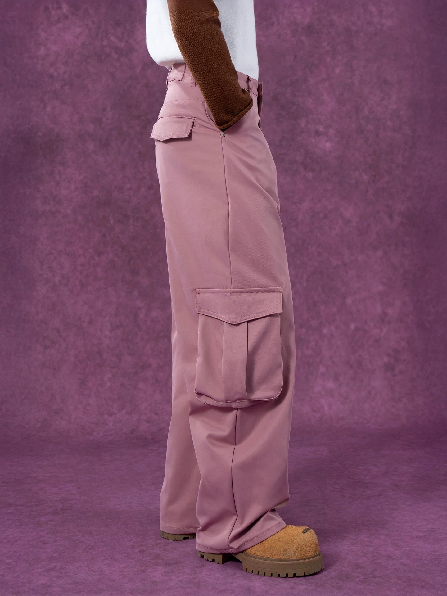 Men's Pink Beige Multi-pocket Cargo Pants