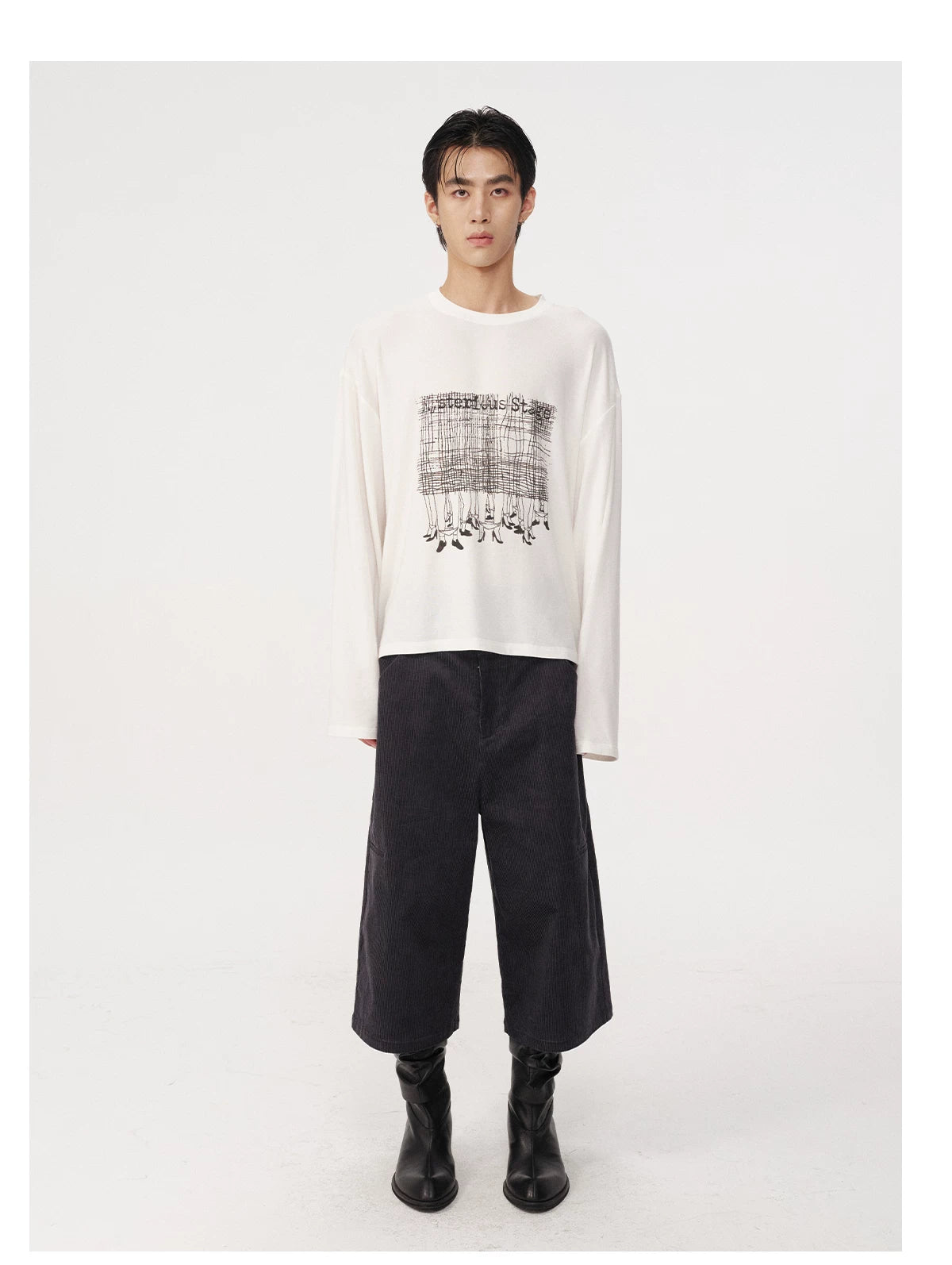 Side Pocket Striped Corduroy Capri Pants