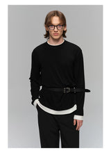 Black Vintage Silver Buckle Leather Belt