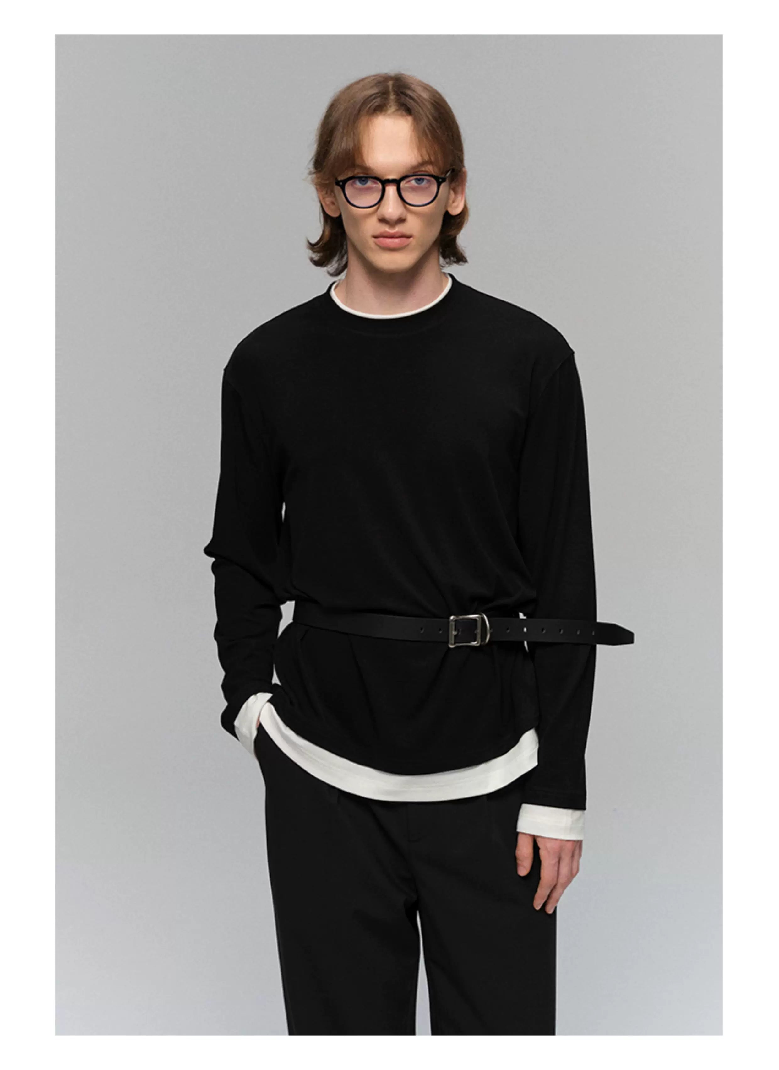 Black Vintage Silver Buckle Leather Belt