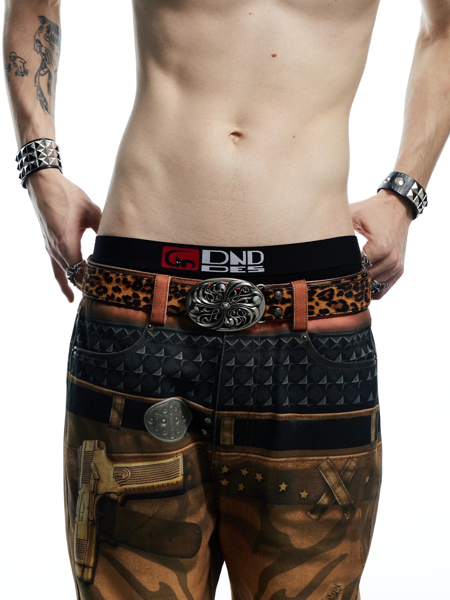 Vintage Leopard Print Horsehair Leather Belt