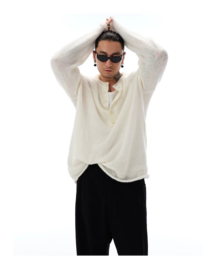 Men's Mohair Henley Sweater
