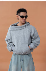 Grey Blue Unisex Letter Print Hoodie