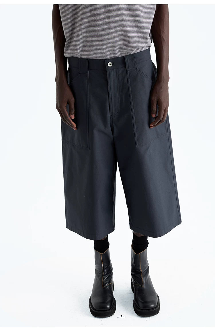 Heavy Vintage Textured Cotton Cargo Shorts