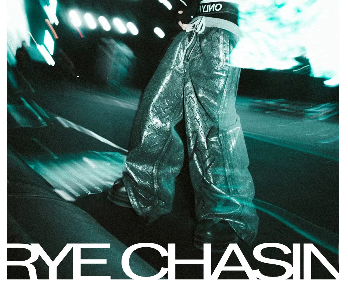 Silver Wax Embossed Bootleg Cargo Pants