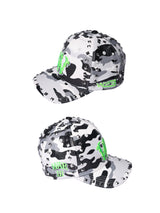 White Camo Riveted Embroidered Leather Baseball Cap