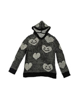 Black White Heart Smile Openwork Hoodie