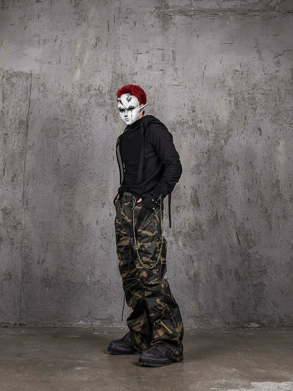 Waxed Camo Flared Jeans