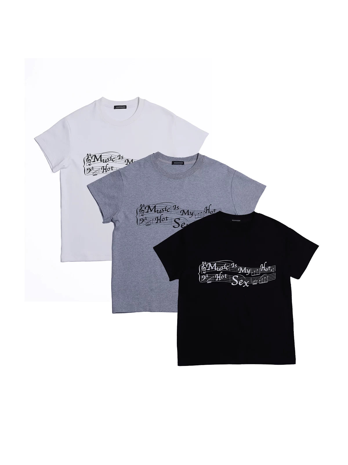 Music Printed Crop Slim Stretch Tee