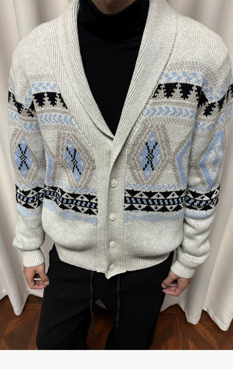 Autumn Fair Isle Shawl Collar Cardigan